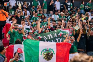 Fans at the adidas Home of Soccer World Cup watch party at BMO Stadium in Los Angeles