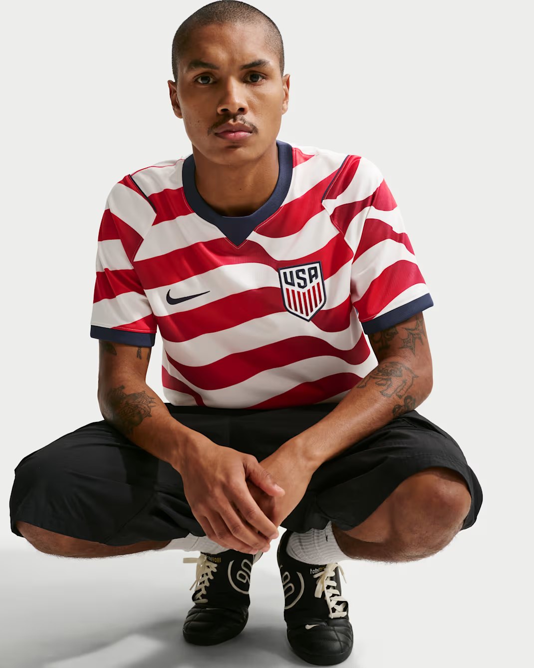 Nike USA 2026 World Cup kit, a red and white striped jersey