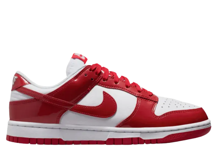 Nike Dunk Low SE Patent White University Red women's, style code IV5104-101