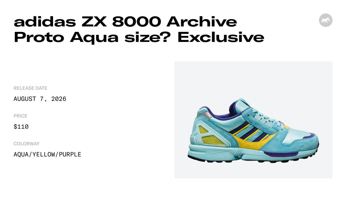 adidas ZX 8000 Archive Proto Aqua size Exclusive, style code KZ8256