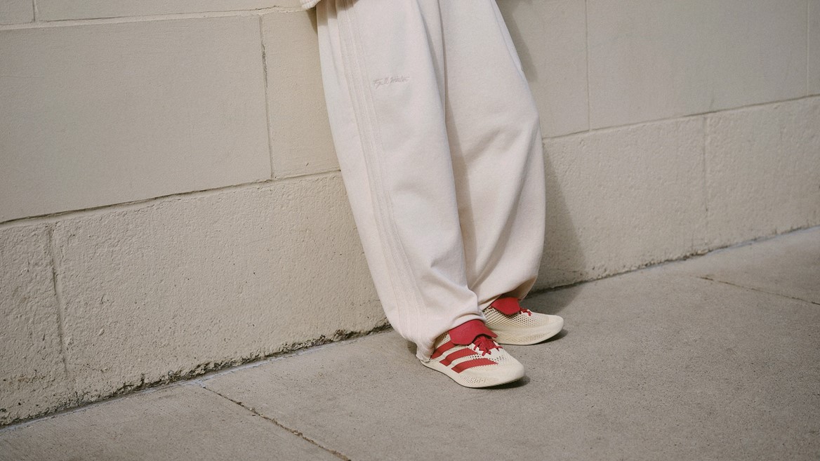 adidas x Tyrrell Winston TW Climacool on foot showing the red three stripes