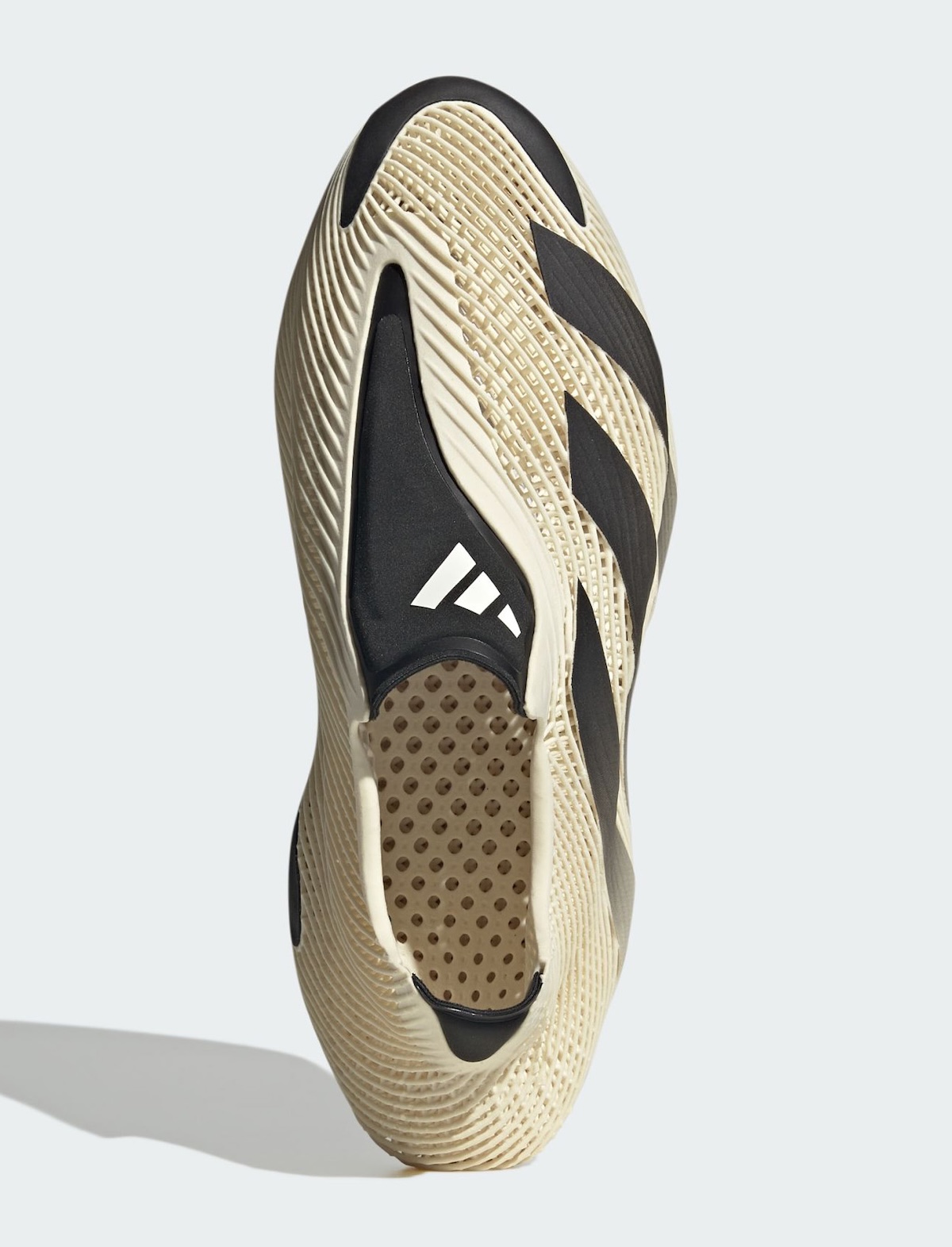 Close view of the open 3D-printed lattice structure that forms the upper of the adidas Climacool Futurecool