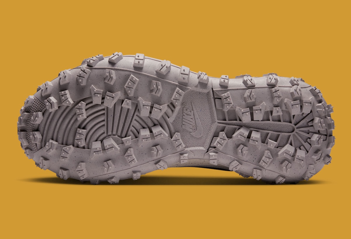 Outsole of the Air Jordan 1 Low Element GTX Cream showing the deep Ridgerock lug pattern borrowed from Nike trail shoes