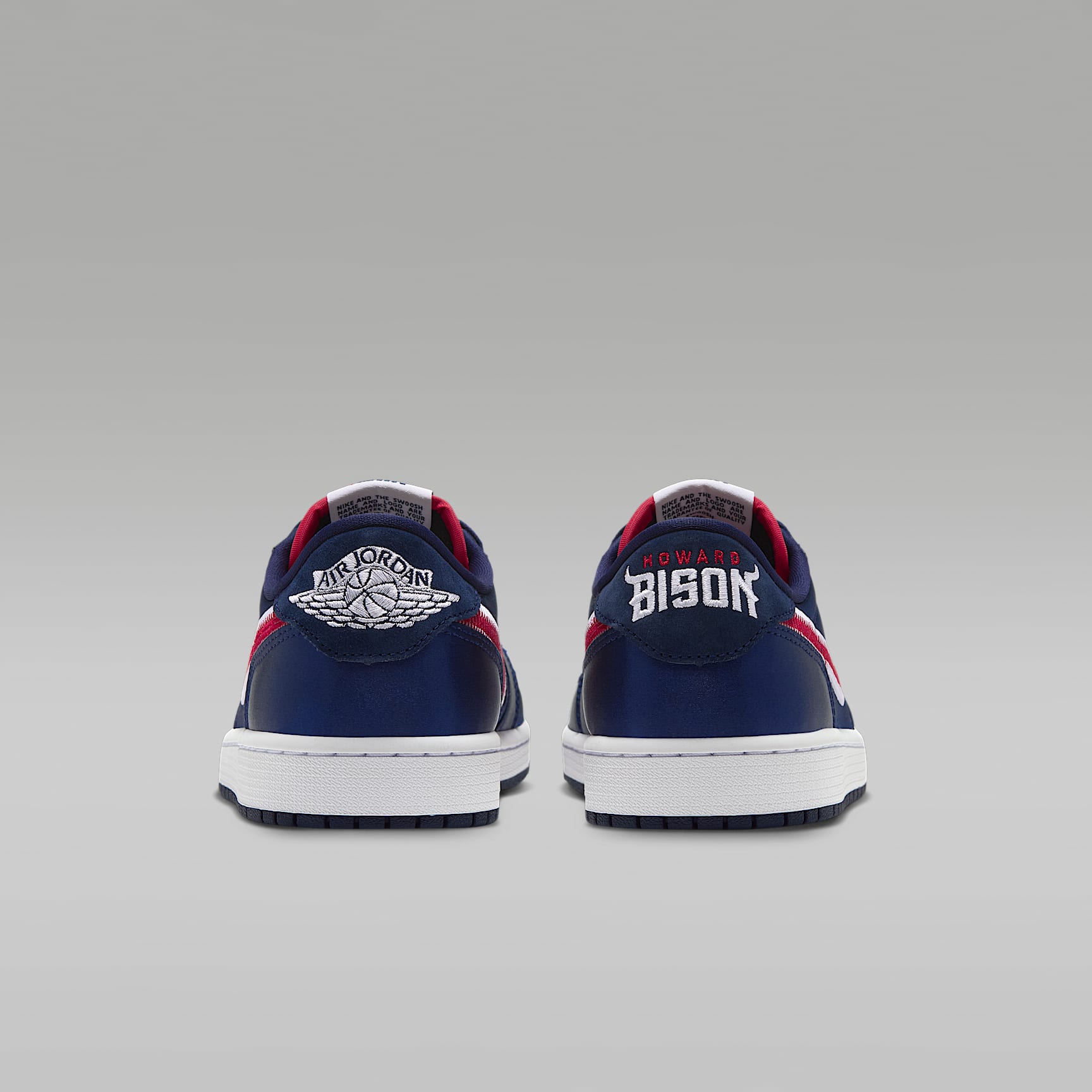 Air Jordan 1 Low OG Howard heel with Howard Bison branding and Wings mark