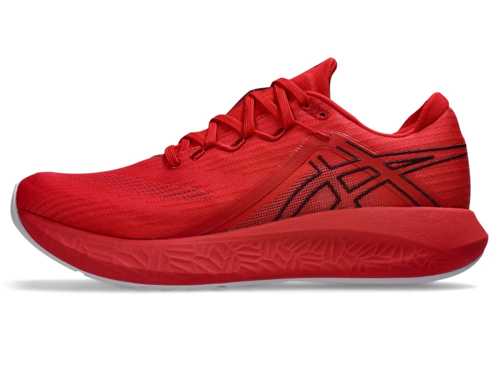 ASICS Bloomstride in Speed Red and Beniimo Purple with a lightweight woven upper and FF LUXE midsole