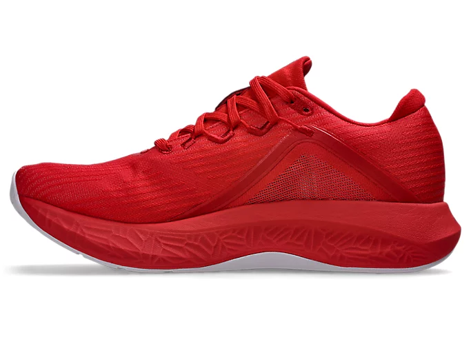 ASICS Bloomstride Speed Red and Beniimo Purple colorway with understated ASICS stripe branding