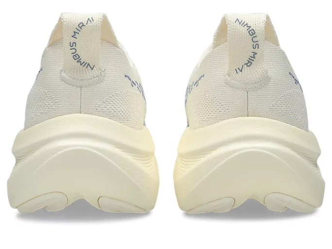 ASICS Nimbus Mirai 2 Cream and Calm Indigo with recycled polyester stripe embroidery