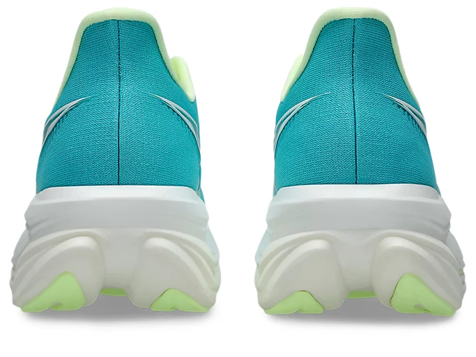 ASICS Sonicblast 2 Energy Aqua and Illuminate Yellow with the FF TURBO SQUARED trampoline pod