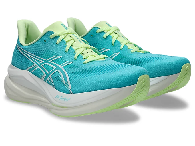 ASICS Sonicblast 2 Energy Aqua and Illuminate Yellow with its engineered mesh upper
