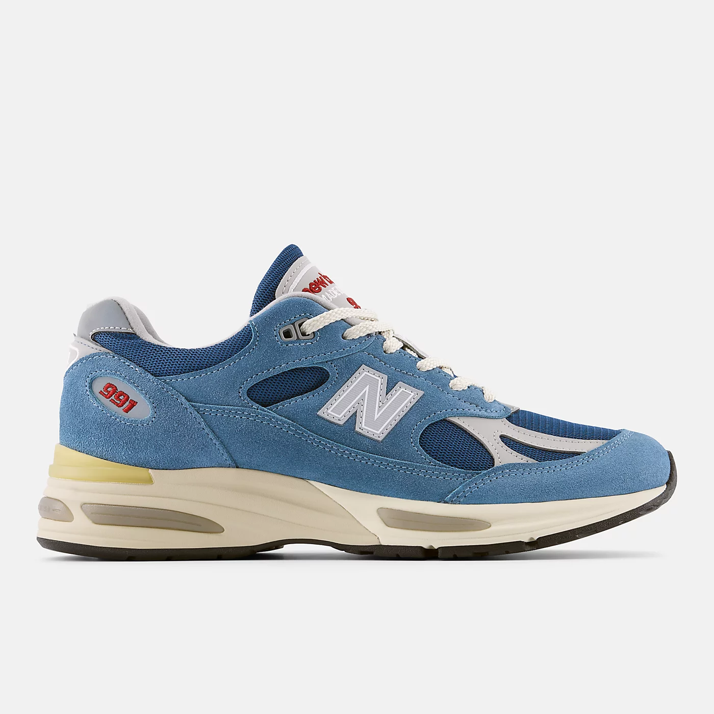 New Balance 991v2 Poseidon in dusty blue suede and mesh