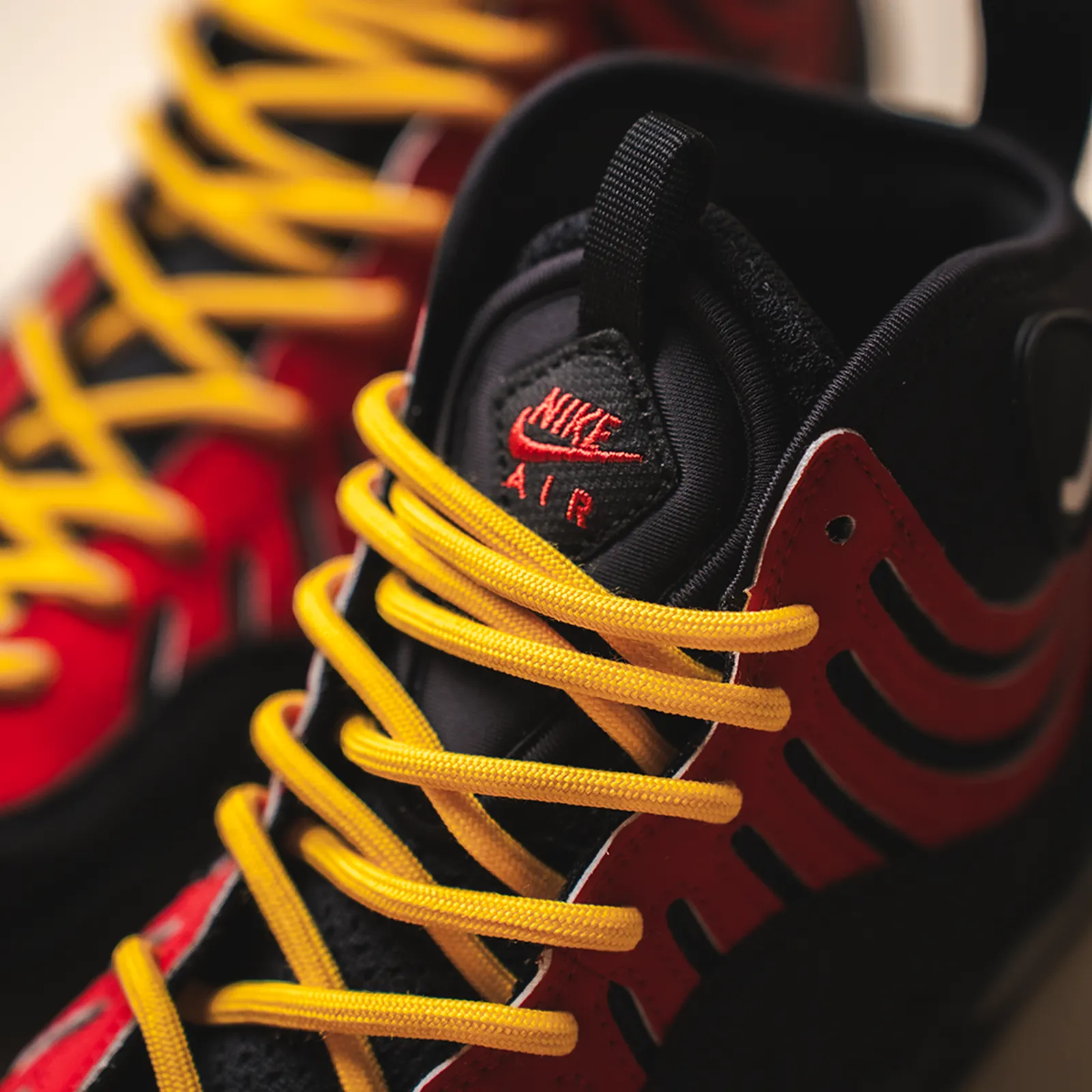 Nike Air Bakin High SP collar and Nike Air tongue detail with varsity maize laces