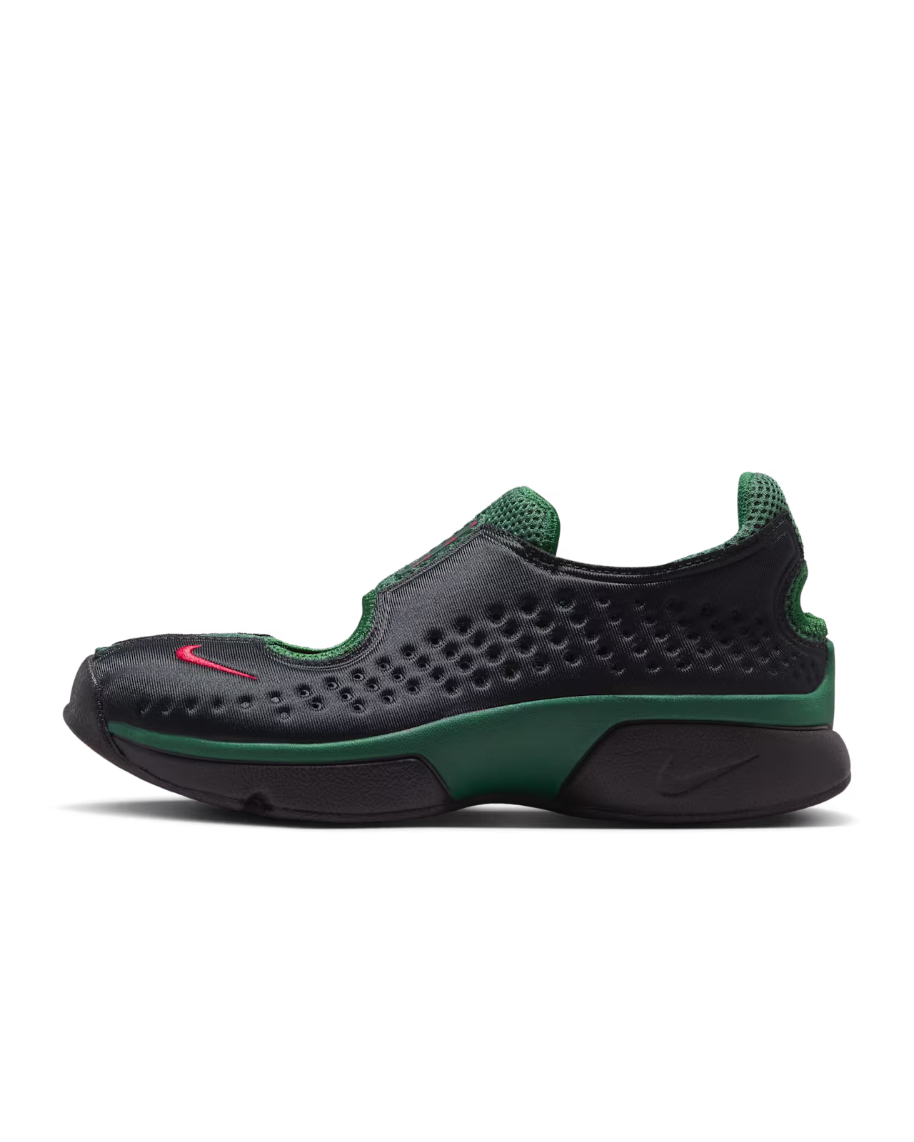 Nike Rift 2 IQ8006-002 in dark green and black mesh with Fire Red embroidered toe Swooshes