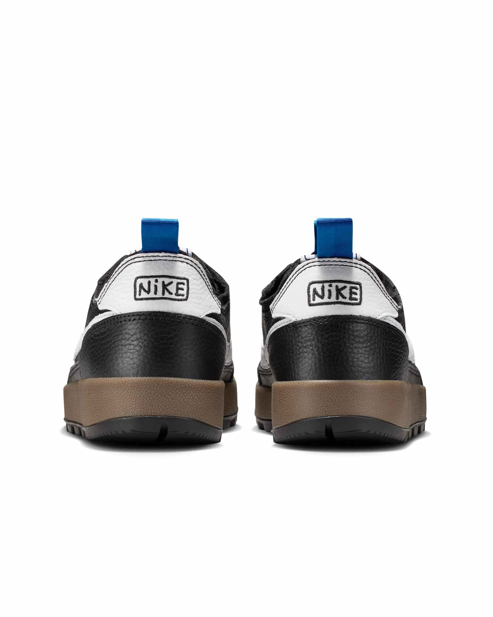 Nike General Purpose Shoe heel view with NIKE embroidered in Tom Sachs handwriting