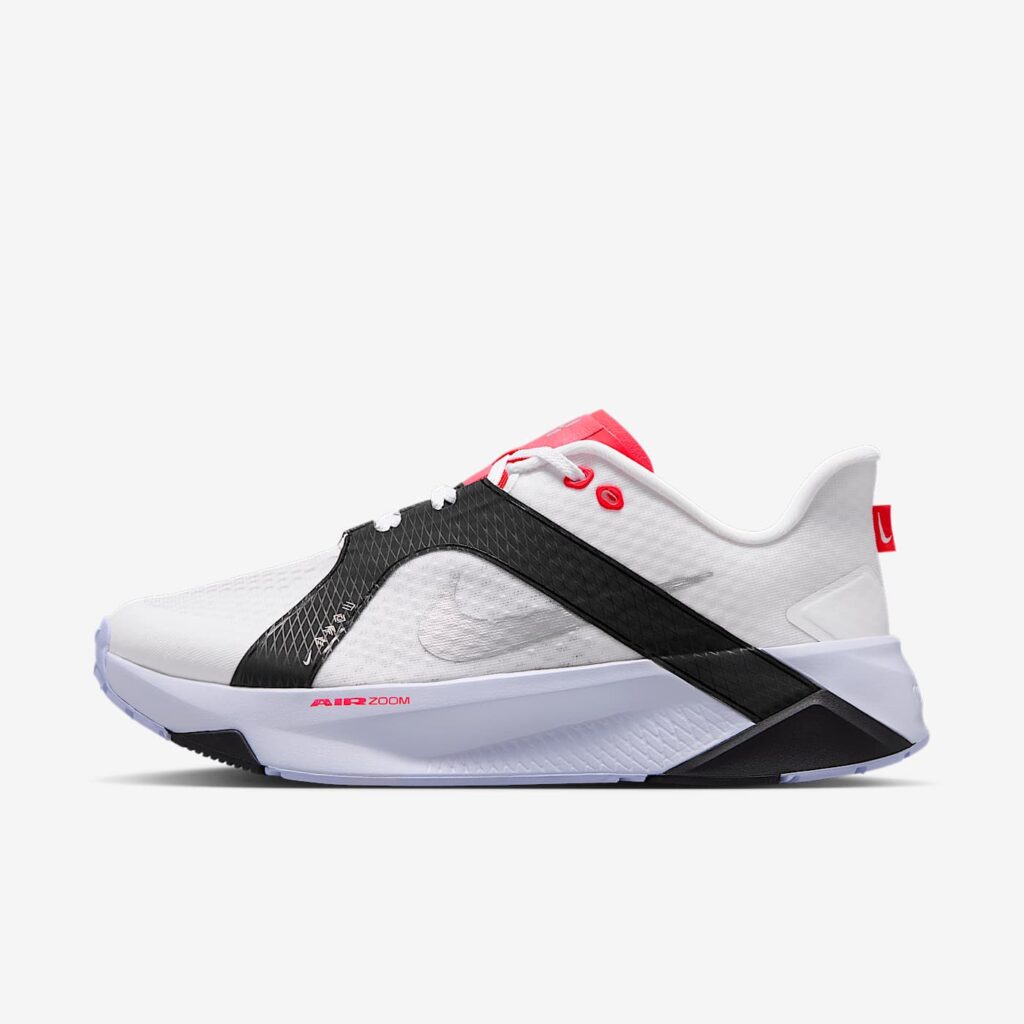 Opposite side of the Nike Hybrid RN showing the red heel tab and the wrap running from the collar down into the midsole