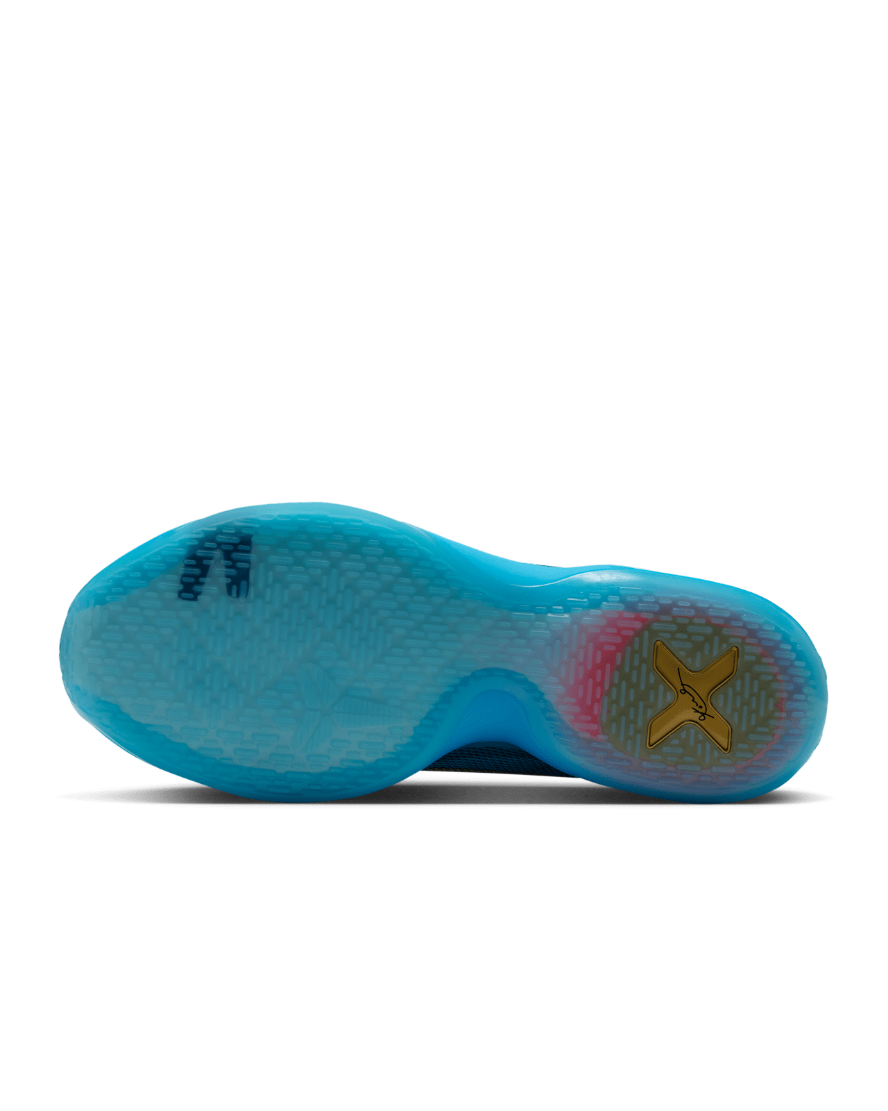 Nike Kobe 10 Protro Blue Lagoon outsole showing the redesigned blade traction pattern