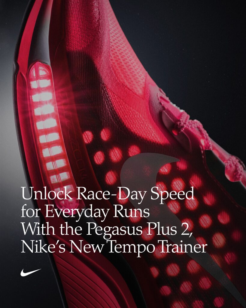 Nike Pegasus Plus 2 in Flash Crimson, Black, Light Smoke Grey and Metallic Silver