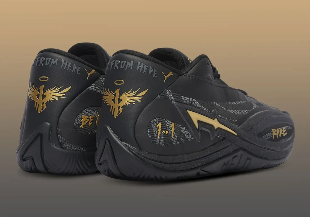PUMA MB.06 Black and Gold showing the gold 1 of 1 callout graphics
