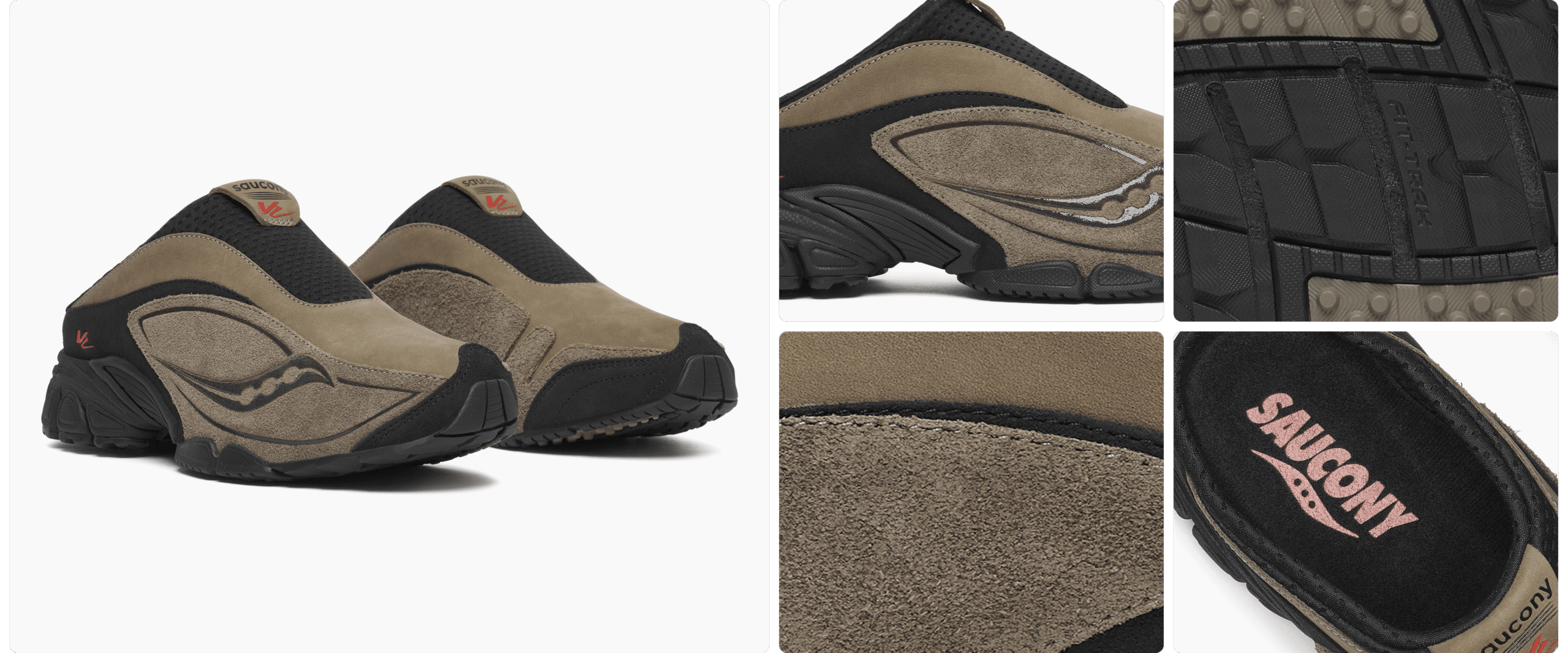 Saucony ProGrid V2 Mule press image showing the neoprene and suede upper and full-length EVA midsole