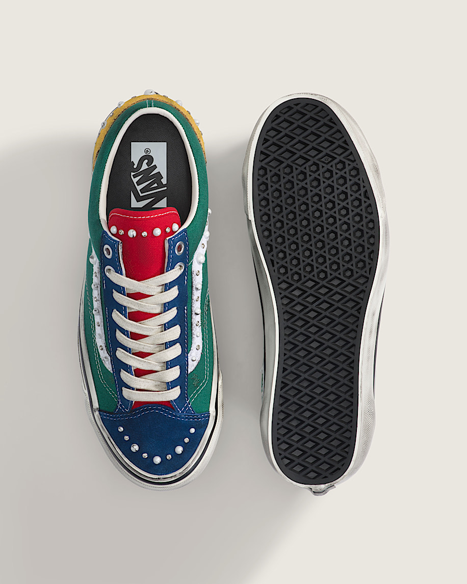 Vans Premium Old Skool 36 Pearlized Yacht Club with crystal studs set around the toe cap and collar